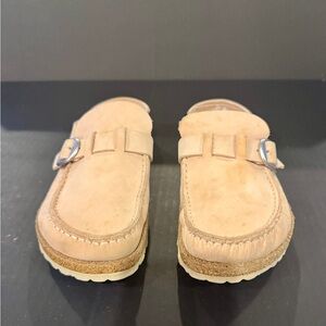 Birkenstock Tan Suede Mules with Strap